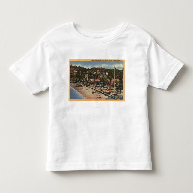 T-shirt Pour Les Tous Petits Vue d'Avalon d'avenue de croissant. Et plage (Devant)