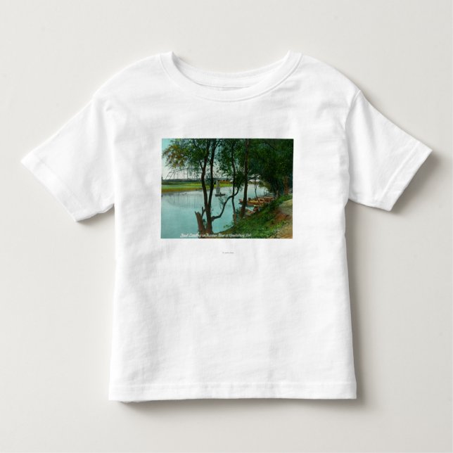 T-shirt Pour Les Tous Petits Vue d'un atterrissage de bateau sur la rivière (Devant)