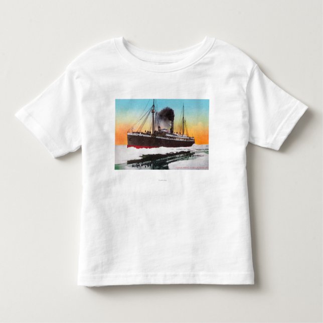 T-shirt Pour Les Tous Petits Vue d'un vapeur dans une confiture de glace (Devant)