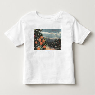 T-shirt Pour Les Tous Petits Vue d'un verger orange avec des montagnes