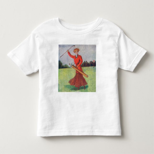 T-shirt Pour Les Tous Petits Vue d'une femme en golf rouge (Devant)