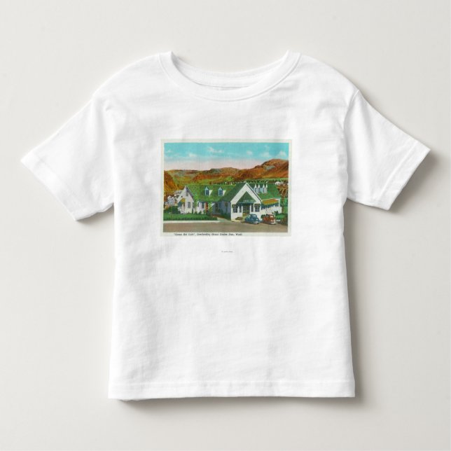 T-shirt Pour Les Tous Petits Vue extérieure de la hutte verte Caf� (Devant)