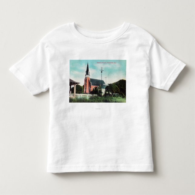T-shirt Pour Les Tous Petits Vue extérieure d'une église catholique (Devant)