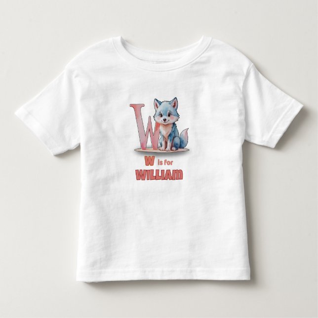 T-shirt Pour Les Tous Petits W est pour William - Custom Toddler Name Tee (Devant)