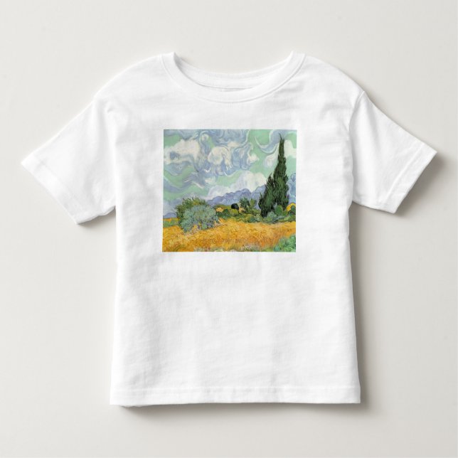 T-shirt Pour Les Tous Petits Wheatfield de Vincent van Gogh | avec des cyprès, (Devant)