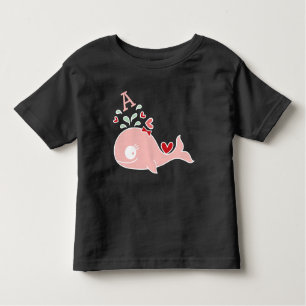 T-shirt Pour Les Tous Petits Whimsical Miss Pink Whale Bow Monogram Baby Girl