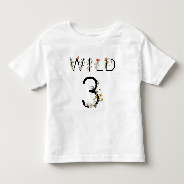 T-shirt Pour Les Tous Petits Wild 3 Fleurs sauvages 3e anniversaire (Devant)