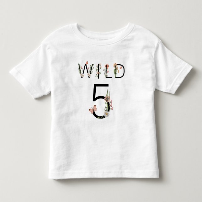 T-shirt Pour Les Tous Petits Wild 5 Fleurs sauvages 5e anniversaire (Devant)