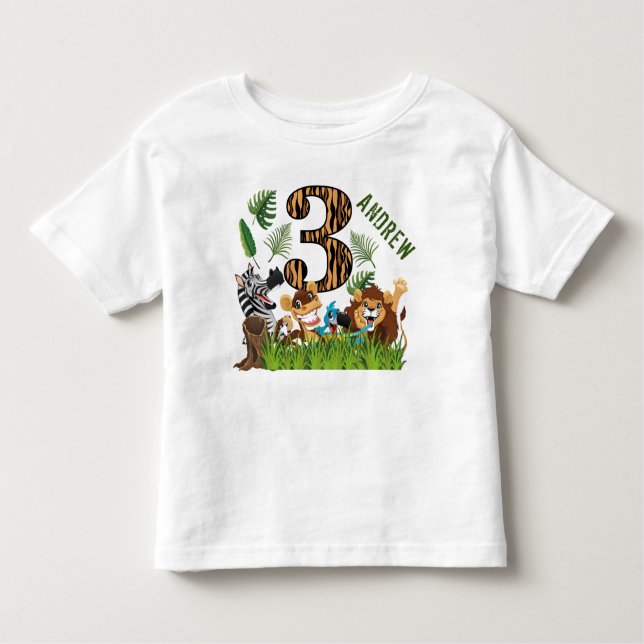 T-shirt Pour Les Tous Petits Wild and Three 3Birthday (Devant)