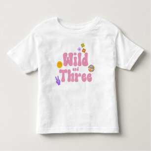 T-shirt Pour Les Tous Petits Wild and Three Retro 70's 3ème anniversaire rose