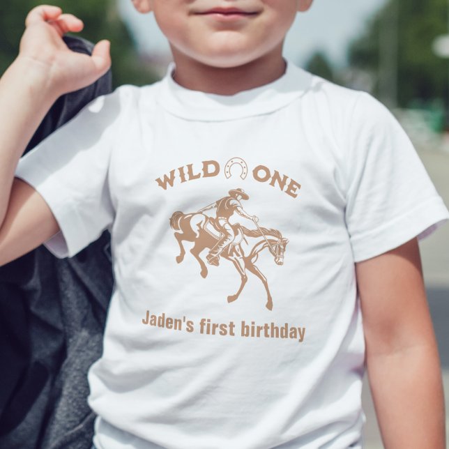 T-shirt Pour Les Tous Petits "Wild One" Cowboy Personnalisé Premier Anniversair (Créateur téléchargé)
