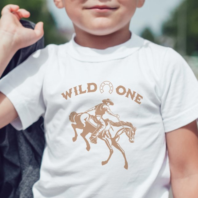 T-shirt Pour Les Tous Petits "Wild One" Cowboy Western Kids Premier anniversair (Wild one birthday shirt boy first birthday modern cute cowboy western horse Wild West theme)