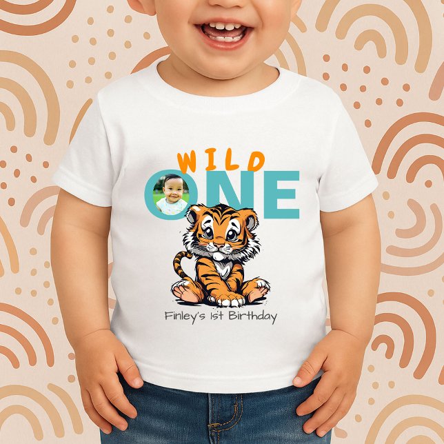 T-shirt Pour Les Tous Petits Wild ONE Tiger Premier anniversaire tenue garçons  (Créateur téléchargé)