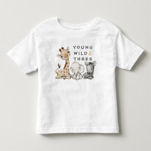 T-shirt Pour Les Tous Petits Wild Young et trois Anniversaire Jungle Baby T-shi