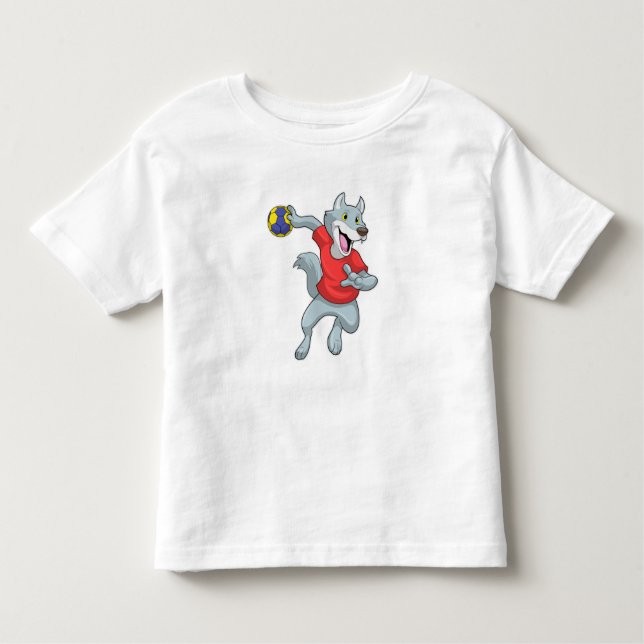 T-shirt Pour Les Tous Petits Wolf comme joueur de handball avec Handball (Devant)