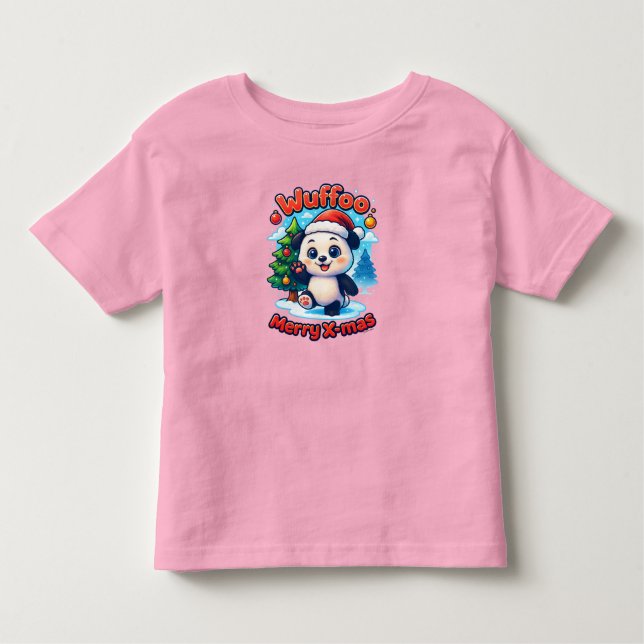 T-shirt Pour Les Tous Petits Wuffoo Poppi Merry X-mas Kawaii 3D Holiday (Devant)