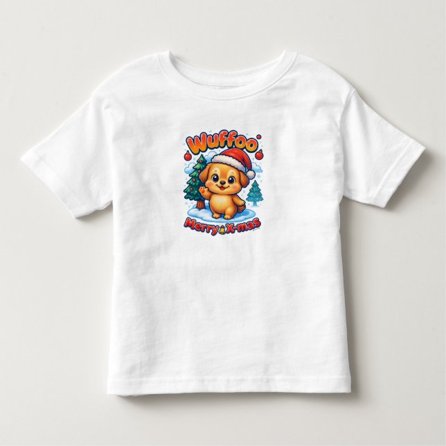 T-shirt Pour Les Tous Petits Wuffoo Roony Merry X-mas Kawaii 3D Holiday (Devant)
