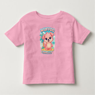 T-shirt Pour Les Tous Petits Wuffoo Shelly Kawaii Puppy Tropical Island