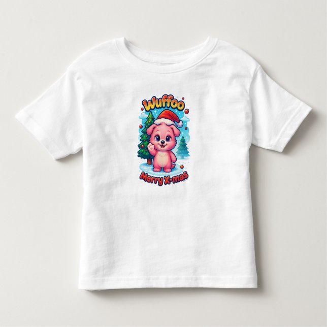 T-shirt Pour Les Tous Petits Wuffoo Shelly Merry X-mas Kawaii 3D Holiday (Devant)