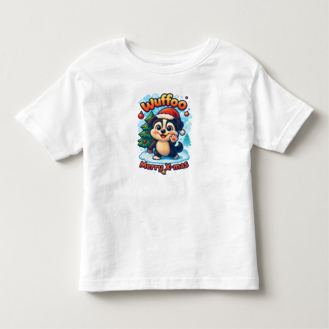 T-shirt Pour Les Tous Petits Wuffoo Surffie Merry X-mas Kawaii 3D Holiday (Devant)