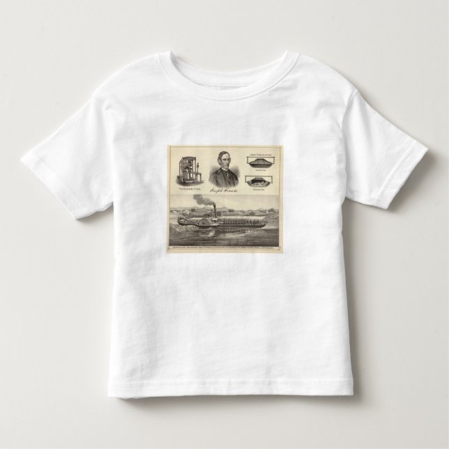 T-shirt Pour Les Tous Petits Yacht de vapeur de fer ondulé (Devant)