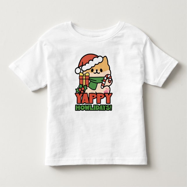 T-shirt Pour Les Tous Petits Yappy Howlidays - Jote Christmas Dog Cartoon (Devant)