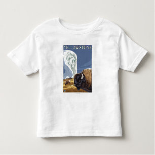 T-shirt Pour Les Tous Petits YellowstoneBison avec vieux fidèle