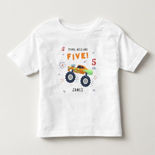 T-shirt Pour Les Tous Petits Young Wild Et Cinq 5E Enfants Monster Car (Devant)