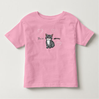 T-shirt Pour Les Tous Petits You're Purr-fect Animated Cat and Hearts Pink
