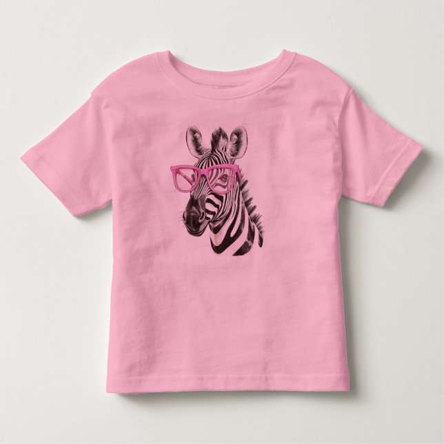 T-shirt Pour Les Tous Petits Zèbre avec lunettes roses (Devant)