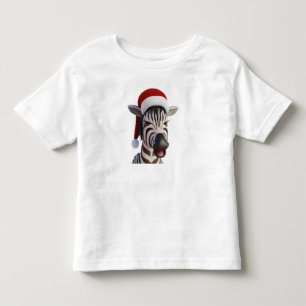 T-shirt Pour Les Tous Petits Zèbre de Noël Drôle d'animal portant un chapeau de