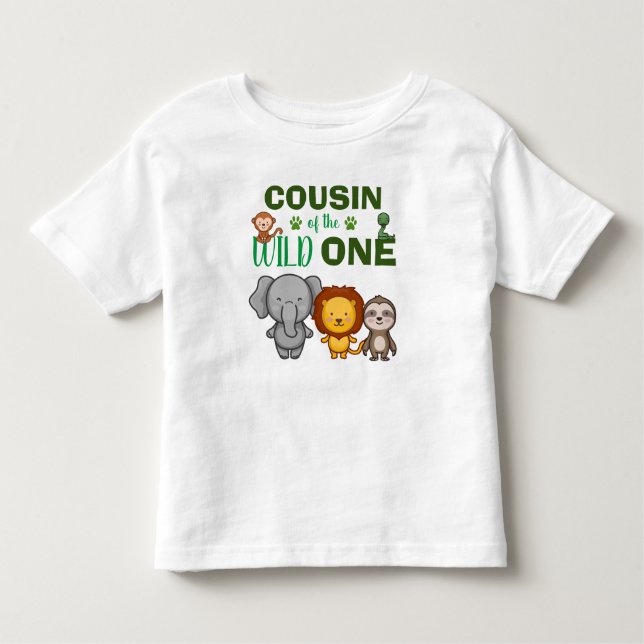 T-shirt Pour Les Tous Petits Zoo animal Cousin de la Jungle sauvage mignonne (Devant)