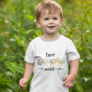 T-shirt Pour Les Tous Petits Zoo Jungle Safari animal deux Wild 2e anniversaire