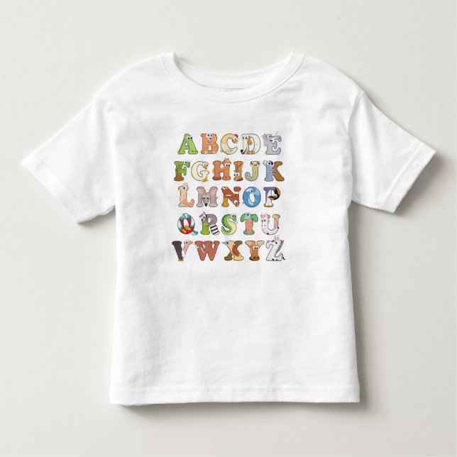 T-shirt Pour Les Tous Petits Zoo - Lettres alphabétiques sur les animaux - Appr (Devant)