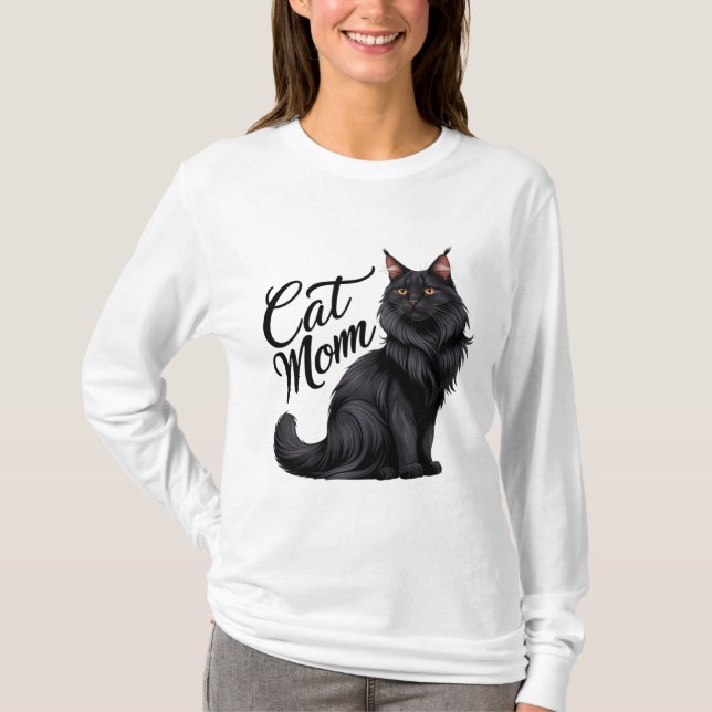 T-shirt pour maman de chat Maine Coon fière (Devant)
