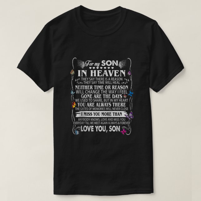 T-shirt Pour Mon Fils Dans Le Ciel Parents Aiment et Mlle  (Design devant)