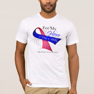 T-shirt Pour mon héros je porte un cancer du sein de mâl