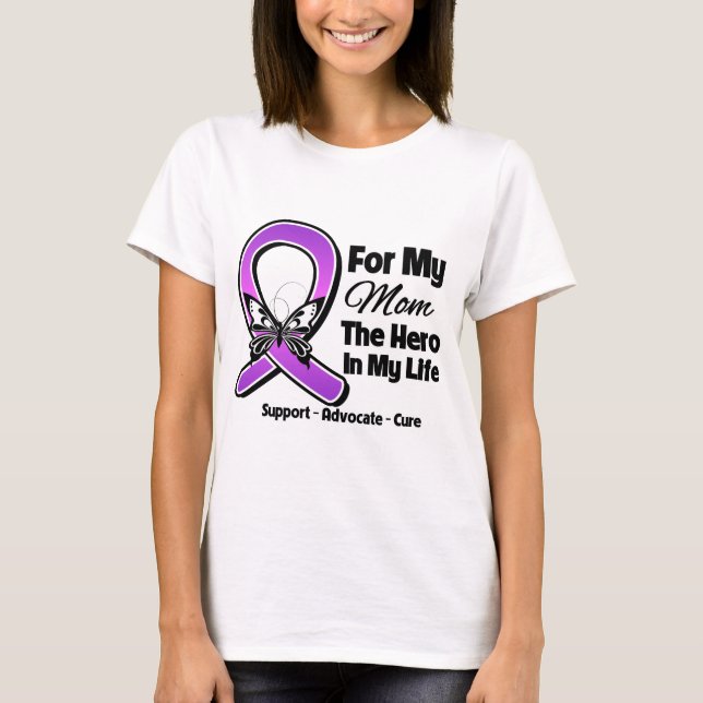 T-shirt Pour Mon Héros Ma Maman - Violet Ribbon Sensibilis (Devant)