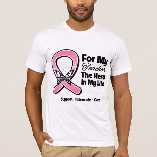 T-shirt Pour mon héros Mon professeur Cancer du Sein (Devant)