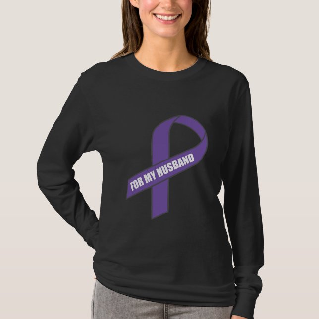 T-shirt Pour mon mari (ruban pourpre) (Devant)