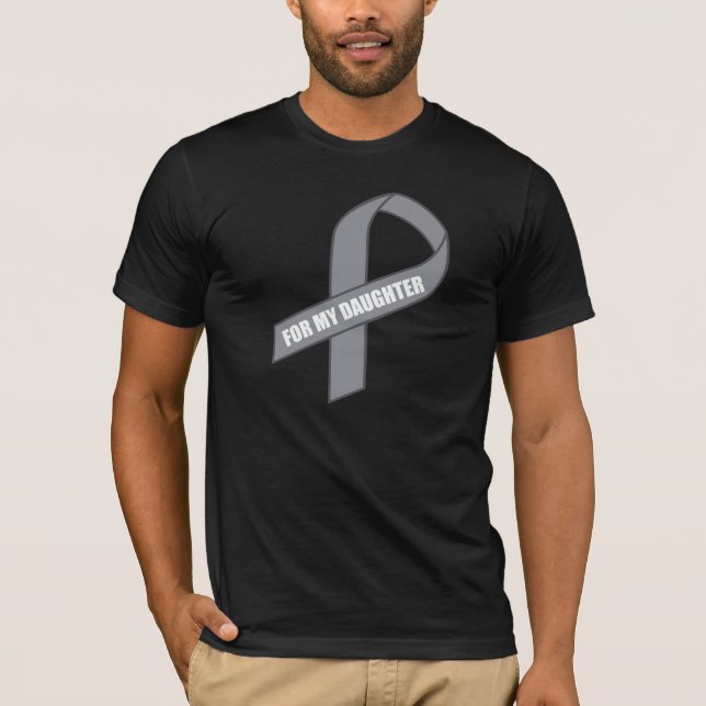T-shirt Pour mon ruban gris/argenté de fille (de (Devant)