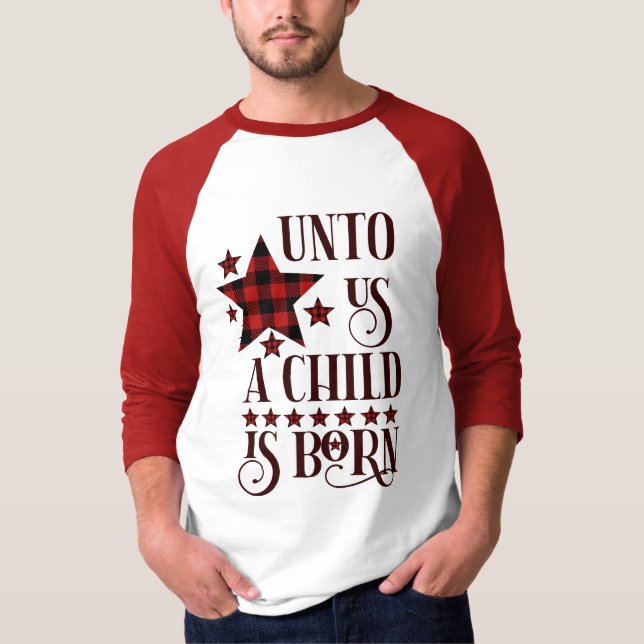 T-shirt Pour nous un enfant est né Noël Plaid (Devant)