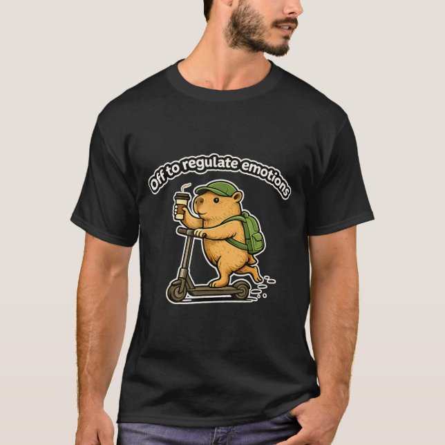 T-shirt Pour réguler les émotions drôle capybara café  (Devant)