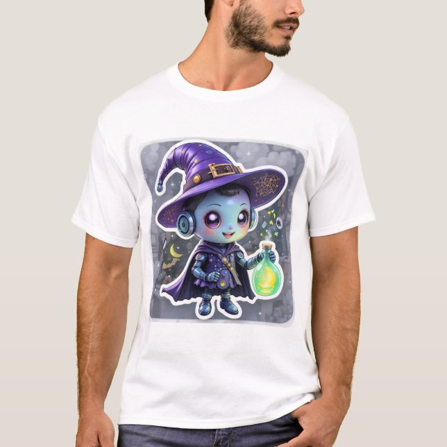 T-shirt pour sorcière robot mignonne - Kawaii Sci- (Devant)