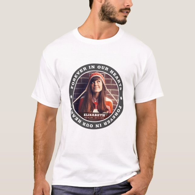 T-shirt Pour toujours dans nos coeurs Photo moderne simple (Devant)
