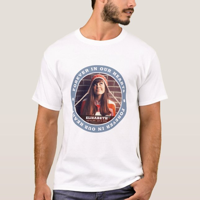 T-shirt Pour toujours dans nos coeurs Photo personnalisée  (Devant)