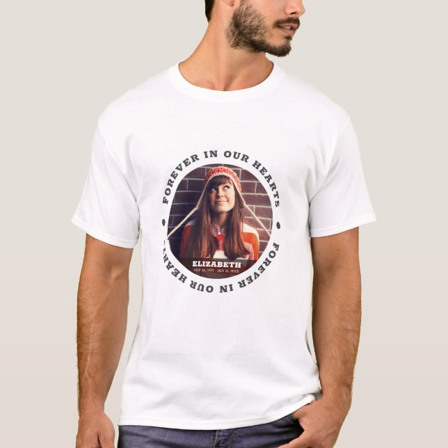 T-shirt Pour toujours dans nos coeurs Photo personnalisée  (Devant)