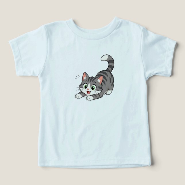 T-shirt pour tout-petit avec chat tabby gris migno (Design Recto)