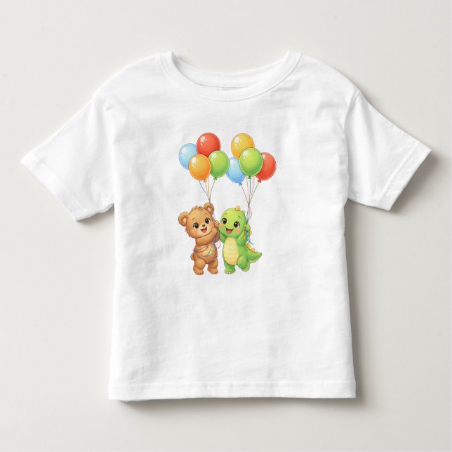 T-shirt pour tout-petit avec ours mignon et ballon (Devant)