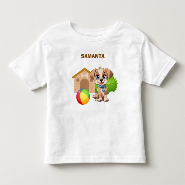 T-Shirt pour tout-petit avec un chiot personnalisé (Devant)